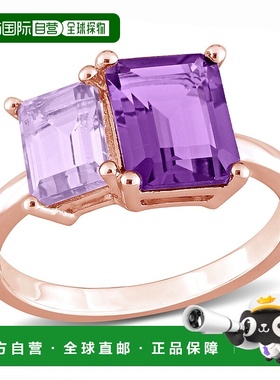 自营 mimi & max3 1/10 CT TGW 八角紫水晶和粉红色紫水晶戒指，
