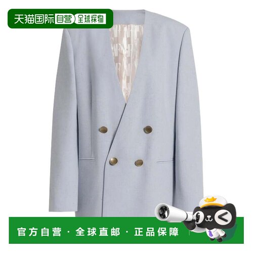 自营alberta ferretti蓝色双排扣加厚粘胶西装外套-灰色 美国奥莱