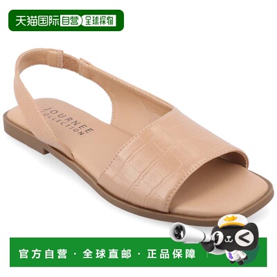 自营journee collectionJournee女式Brinsley中宽平底凉鞋-棕褐色