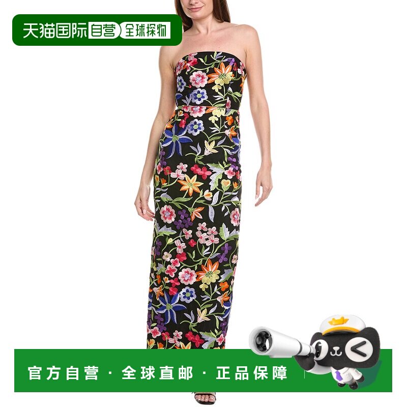 自营Milly Magnolia网眼刺绣长裙-黑色 美国奥莱直发
