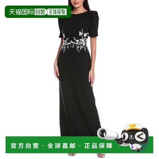 黑色 自营 绉纱柱形礼服 Ruiz泡泡袖 美国奥莱直发 Rene