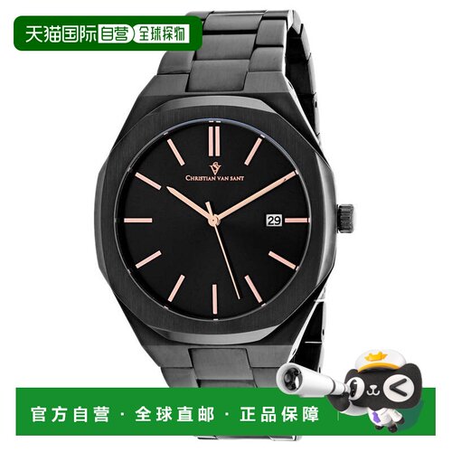自营Christian Van Sant Men's Octavius Slim Black Round 42mm
