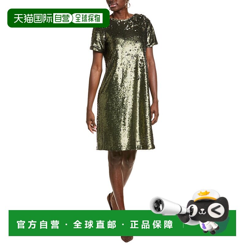 自营 Anne Klein 亮片 T 恤连衣裙 - 绿色 美国奥莱直发