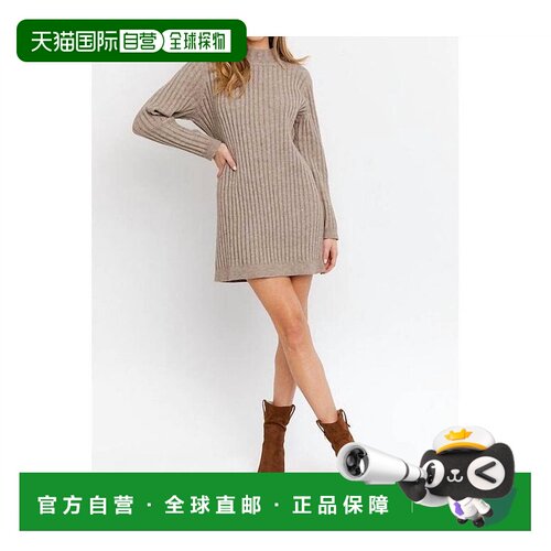 自营 gilli摩卡色高领针织毛衣裙 - mocha 美国奥莱直发连衣裙