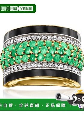 自营 Ross-Simons Emerald and . White Zircon Ring With Black