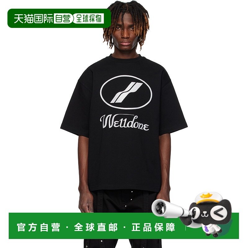 1h可退 香港直邮潮奢 We11Done 男士 黑色印花 T 恤 WDTP519930