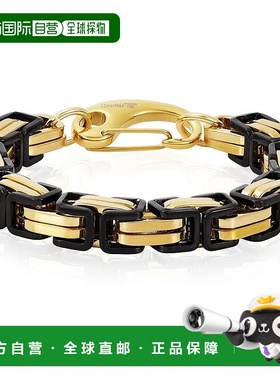 自营 Crucible 洛杉矶金/黑色不锈钢拜占庭链式手链 11 毫米宽 -