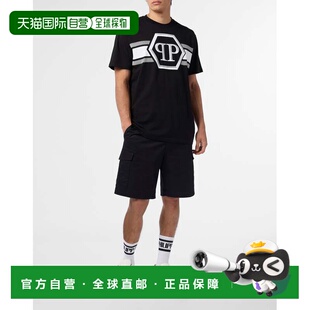 美国奥莱直发男装 黑色 plein圆领t恤六角线 自营philipp