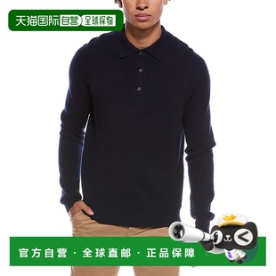 自营amicale cashmereAmicale羊绒罗纹纽扣翻领衬衫-蓝色 美国奥