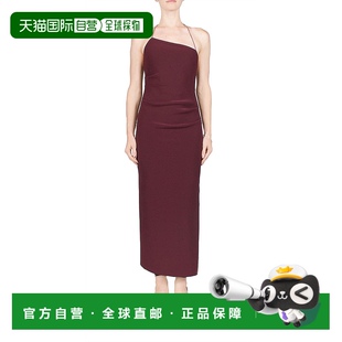 梅红色 自营 不对称中长连衣裙 bridgeAndy 美 bec