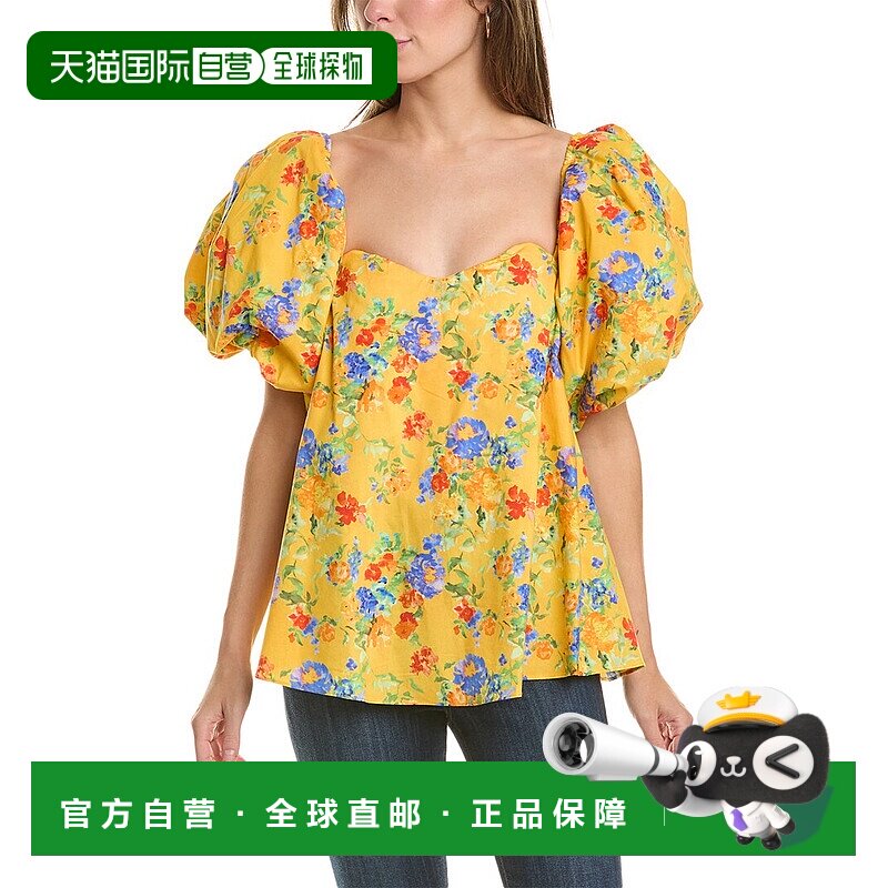 自营 Caroline Constas Palmer 上衣 - 黄色 泡泡袖美国直发奥莱
