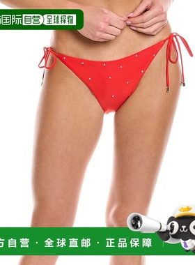 自营 PQ Swim 刺绣系带全比基尼泳裤 - 红色 美国奥莱直发性感