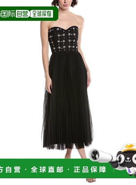 自营 Theia Alessia Midi连衣裙-黑色 美国奥莱直发服饰