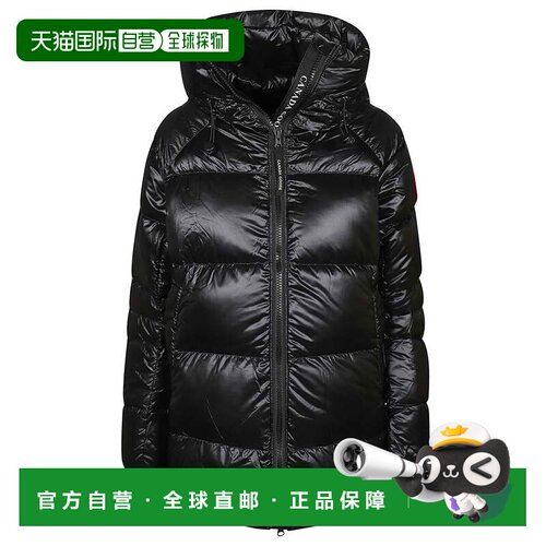 自营canada gooseCypress光面绗缝高领连帽羽绒夹克-黑色 美国奥
