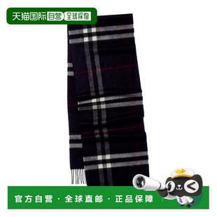 自营Burberry格子羊绒围巾-蓝色 美国奥莱直发博柏利