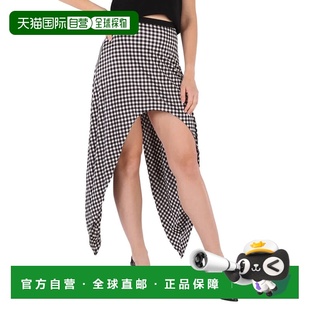 自营 Burberry女士黑色金黄色格子后系带裙-黑色ip图案 美国奥莱