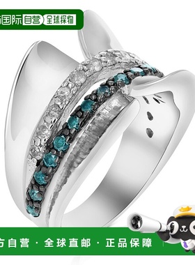 自营 vir jewels 3/4 cttw 蓝色和白色钻石戒指 .925 纯银配铑 -