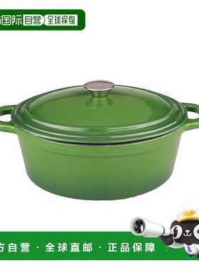 自营BergHOFF Neo 8Qt 铸铁椭圆覆盖荷兰烤箱，绿色 美国奥莱直发
