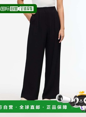 自营Ellen Tracy女式褶皱阔腿长裤-黑色 女装裤子美国直发奥莱