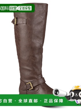 自营 Journee Collection 女式宽小腿 Spokane 靴子 - 棕色 美国