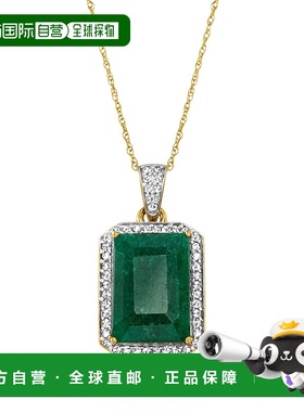 自营 ross-simons罗斯-西蒙斯翡翠和 . 14 克拉黄金钻石吊坠项链
