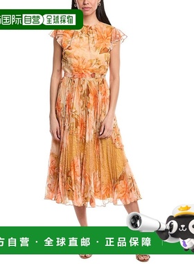 自营 Mikael Aghal Midi连衣裙-橙色 美国奥莱直发服饰
