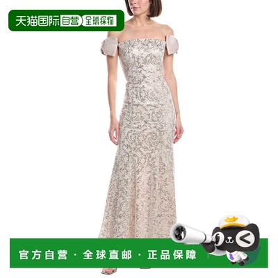 自营Eliza J Puff Sleeve Embellished Maxi Dress - gold 美国奥