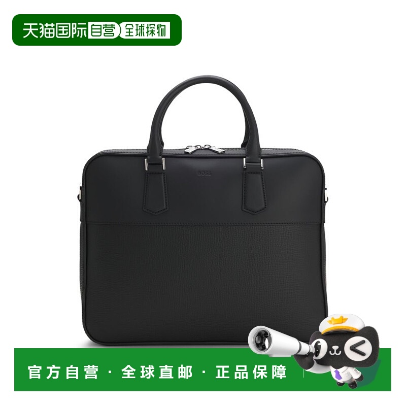 自营bossLeather document case with plain and grained finishe