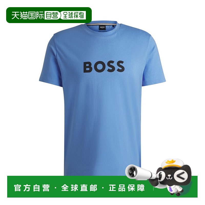 自营 boss棉质针织常规合身T恤，防晒系数50+紫外线防护-蓝色 美