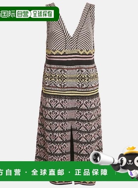 自营M Missoni Black Patterned Lurex Knit V-Neck Midi Dress -