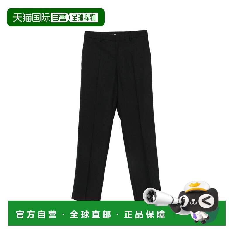 自营moschino直筒长裤，搭配经典腰带和合身剪裁饰面-黑色 美国奥