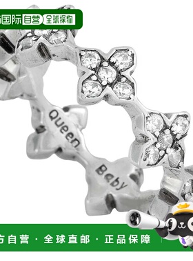 自营 King Baby 银色和白色立方氧化锆 MB 十字戒指 - 多色 美国