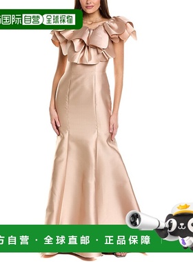 自营 Rene Ruiz Mikado 礼服 - 米色 美国奥莱直发新款连衣裙长裙