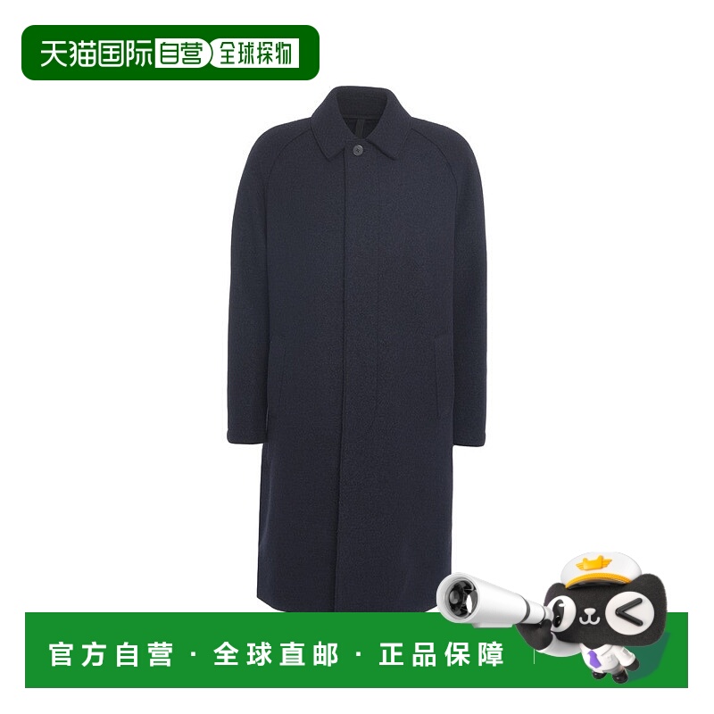 自营harris wharf londonBlue Virgin Wool Coat With Hidden But