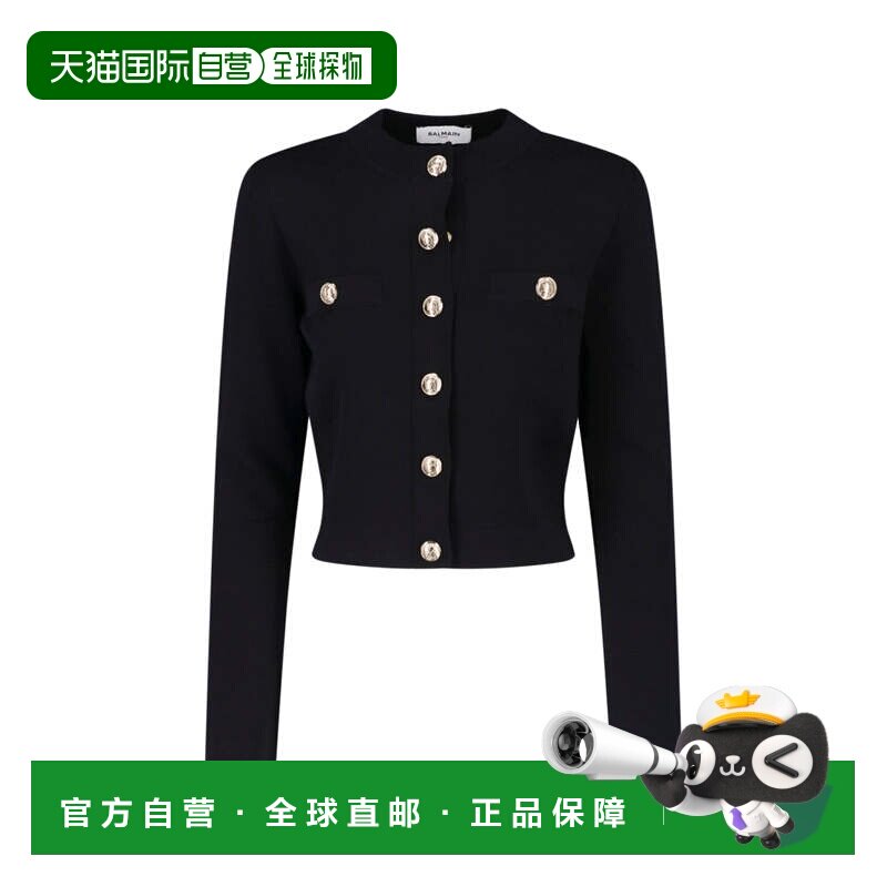 自营balmain黑色粘胶混纺金色纽扣西装外套-黑色 美国奥莱直发图片