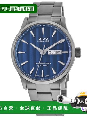 自营Mido Multifort M Chronometer 1自动蓝色表盘钢制男士手表M0
