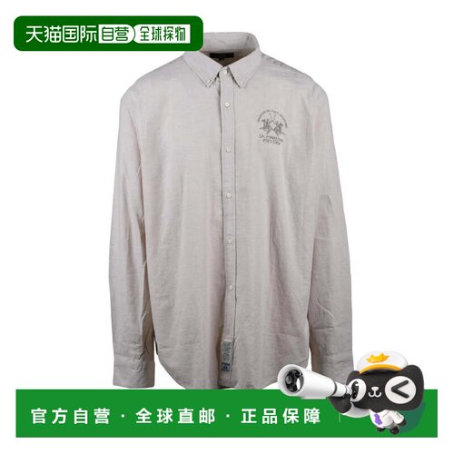 自营la martinaBeige Cotton Linen Shirt - white 美国奥莱直发