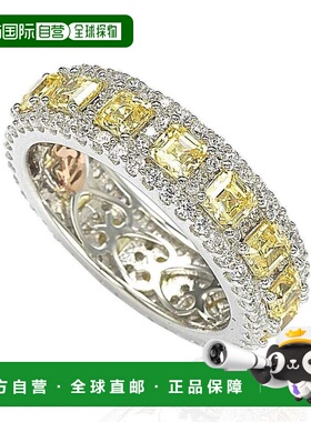 自营 Suzy Levian 纯银立方氧化锆黄色和白色现代永恒戒指 - 黄色