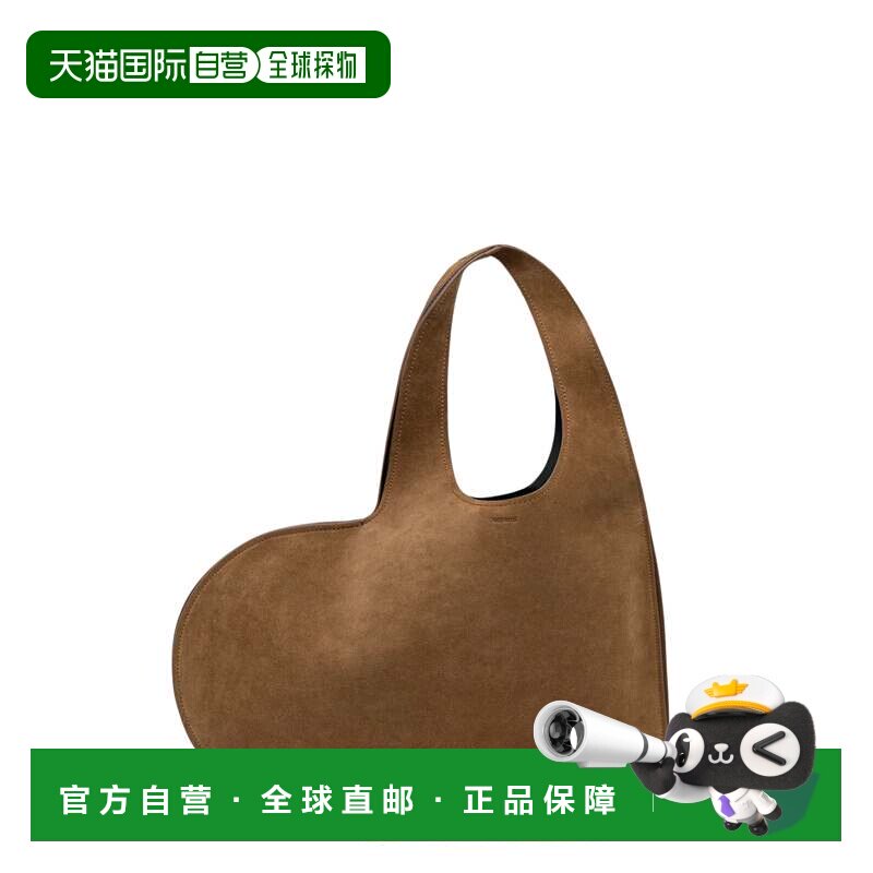 自营coperni棕色双心形双手柄雕刻商标麂皮托特包-棕色 美国奥莱