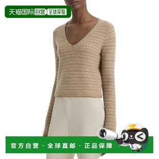 女装 自营Vince 棕色 V领羊绒上衣 美国直发奥莱 Fairisle