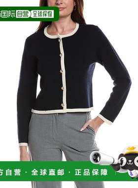 自营Bruno Magli Tipped Merino Wool Cropped Jacket - navy 美