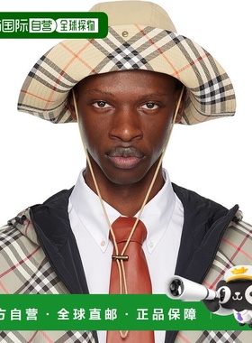 1h可退 香港直邮潮奢 Burberry 巴宝莉 男士 米色 Check Brim Gab