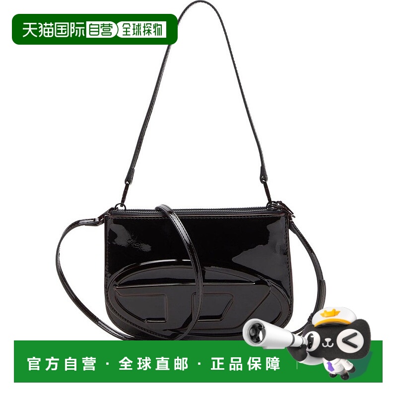 自营dieselBordeaux Shoulder Bag With Glossy Finish - black