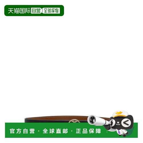 自营tory burch黑色棕色标志性金属扣双面皮革腰带-黑色 美国奥莱