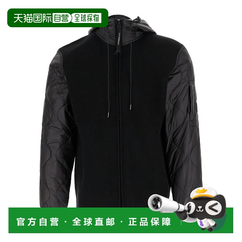 自营c.p. companyJ-Rombe Quilted-Panel Hooded Jacket - black