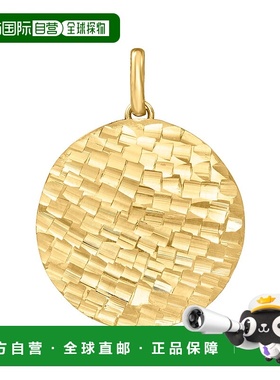 自营 Ross-Simons 意大利 14kt 黄金方形图案圆形吊坠 - 黄色 美