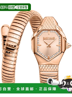 自营JUST CAVALLI Womens's Snake Watch, Rose Gold Color Case,