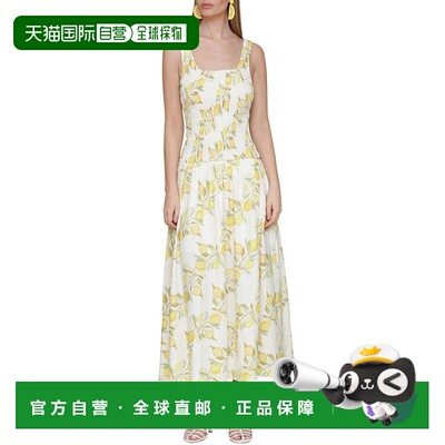 自营Avec Les Filles Drop Waist Smocked Bodice Linen-Blend Dr