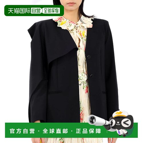 自营 off-white米白色女士黑色正装Bandana夹克，品牌尺码42（美8