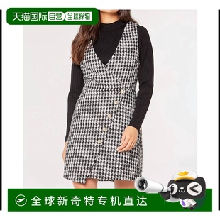 自营 美国奥莱直发 apricot黑色千鸟格迷你连衣裙 黑色